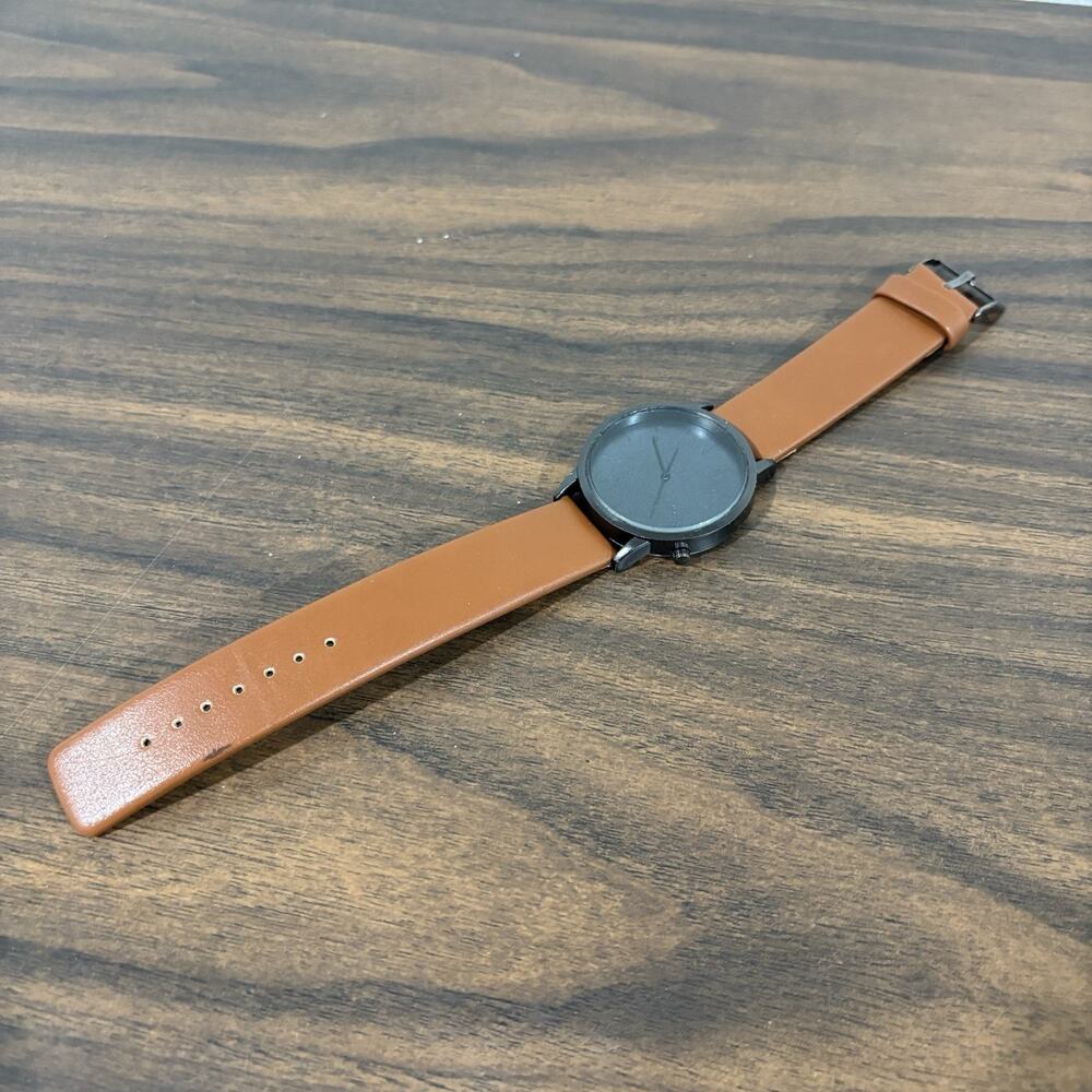 Komono The‎ Wizard Watch Black Grey Tan Leather Band Water Resistant Stainless